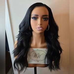 Yaki Straight Black Human Hair Lace Wig